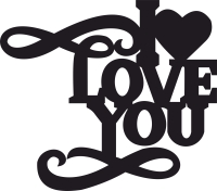 I love you Heart Sign - Para archivos DXF CDR SVG cortados con láser - descarga gratuita