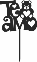 te amo bear stake - For Laser Cut DXF CDR SVG Files - free download