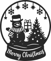 christmas Snow globe snowman - For Laser Cut DXF CDR SVG Files - free download