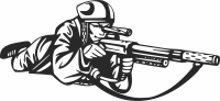army Shooting Soldier clipart - fichier DXF SVG CDR coupe, prêt à découper pour plasma routeur laser