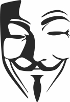 Mr V mask - For Laser Cut DXF CDR SVG Files - free download