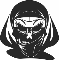 Horror women Skull cliparts - Para archivos DXF CDR SVG cortados con láser - descarga gratuita