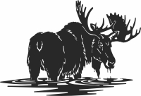 moose scene clipart - fichier DXF SVG CDR coupe, prêt à découper pour plasma routeur laser