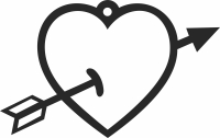 heart with arrow ornament - For Laser Cut DXF CDR SVG Files - free download