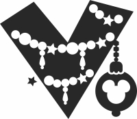 Mickey Mouse V monogram - Para archivos DXF CDR SVG cortados con láser - descarga gratuita