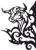 Bull wall decor floral sign - Para archivos DXF CDR SVG cortados con láser - descarga gratuita