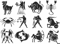 Zodiac Horoscope cliparts - Para archivos DXF CDR SVG cortados con láser - descarga gratuita
