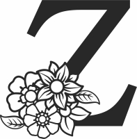 Monogram Letter Z with flowers - For Laser Cut DXF CDR SVG Files - free download