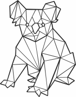 Koala sitting polygonal - fichier DXF SVG CDR coupe, prêt à découper pour plasma routeur laser