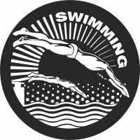 swimming olympics cliparts - fichier DXF SVG CDR coupe, prêt à découper pour plasma routeur laser