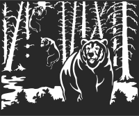 Bear Scene Art Wall Decor - Para archivos DXF CDR SVG cortados con láser - descarga gratuita
