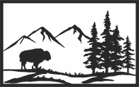 Outdoors moose scene wall sign - For Laser Cut DXF CDR SVG Files - free download