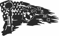 us Marine Corps logo flag - fichier DXF SVG CDR coupe, prêt à découper pour plasma routeur laser