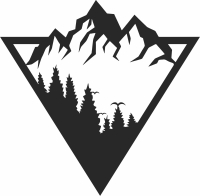 mountain scene wall decor - For Laser Cut DXF CDR SVG Files - free download