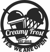 Ice cream open sign - For Laser Cut DXF CDR SVG Files - free download