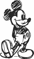 Mickey Mouse drawing wall art - Para archivos DXF CDR SVG cortados con láser - descarga gratuita
