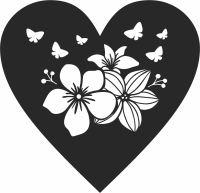 Heart with flower - For Laser Cut DXF CDR SVG Files - free download