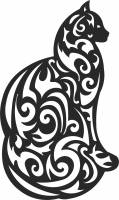 Vector Graphics Mandala Cat silhouette - For Laser Cut DXF CDR SVG Files - free download