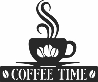 Coffee time pot wall sign - For Laser Cut DXF CDR SVG Files - free download