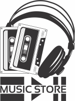 music store logo sign - fichier DXF SVG CDR coupe, prêt à découper pour plasma routeur laser