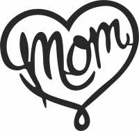 mom happy mothers day heart - fichier DXF SVG CDR coupe, prêt à découper pour plasma routeur laser