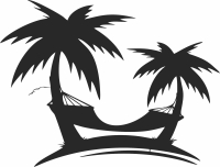 Palm trees hammock wall decor - For Laser Cut DXF CDR SVG Files - free download