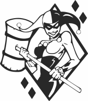 Harley Quinn clipart - Para archivos DXF CDR SVG cortados con láser - descarga gratuita