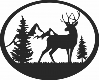 Deer scene art- For Laser Cut DXF CDR SVG Files - free download