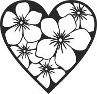 Heart flowers wall decor - For Laser Cut DXF CDR SVG Files - free download