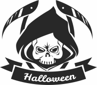 Grim Reaper halloween clipart - fichier DXF SVG CDR coupe, prêt à découper pour plasma routeur laser