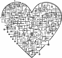 microcircuit heart cliparts - For Laser Cut DXF CDR SVG Files - free download