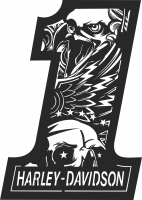 Harley Davidson  Number 1 eagle cliparts - Para archivos DXF CDR SVG cortados con láser - descarga gratuita