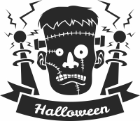 Frankenstein halloween clipart - Para archivos DXF CDR SVG cortados con láser - descarga gratuita