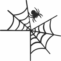 Cobweb spider halloween corner stake clipart - For Laser Cut DXF CDR SVG Files - free download