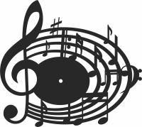 musical note symbol clef wall clock - Para archivos DXF CDR SVG cortados con láser - descarga gratuita