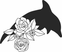 Floral Dolphin fish clipart - For Laser Cut DXF CDR SVG Files - free download