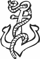 anchor silhouette with rope wall sign - For Laser Cut DXF CDR SVG Files - free download