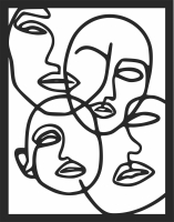 Faces line wall art - For Laser Cut DXF CDR SVG Files - free download