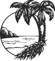 Island beach scene - For Laser Cut DXF CDR SVG Files - free download