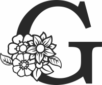 Monogram Letter G with flowers - For Laser Cut DXF CDR SVG Files - free download