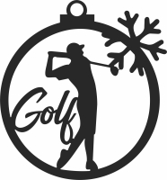 Golf ornament with snow flake - For Laser Cut DXF CDR SVG Files - free download
