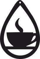 Cup of Coffee Silhouette ornament sign - Para archivos DXF CDR SVG cortados con láser - descarga gratuita