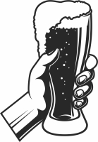 hand holding beer glass clipart - For Laser Cut DXF CDR SVG Files - free download