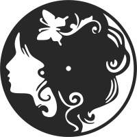 Butterfly Woman Hairdresser wall clock - Para archivos DXF CDR SVG cortados con láser - descarga gratuita