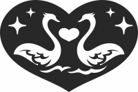birds swans Heart wall decor valentines - For Laser Cut DXF CDR SVG Files - free download
