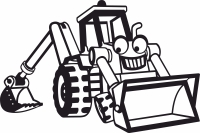 backhoe heavy equipment tractor for kids - Para archivos DXF CDR SVG cortados con láser - descarga gratuita