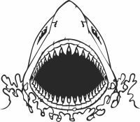 outline shark mouth open - fichier DXF SVG CDR coupe, prêt à découper pour plasma routeur laser