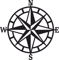 nautical compass North Arrow - Para archivos DXF CDR SVG cortados con láser - descarga gratuita