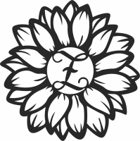 Monogram Sunflower flower clipart - For Laser Cut DXF CDR SVG Files - free download