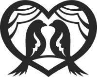birds on heart clipart - For Laser Cut DXF CDR SVG Files - free download